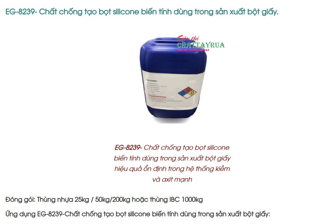 EG-8239- Chất chống tạo bọt silicone biến tính dùng trong sản xuất bột giấy.